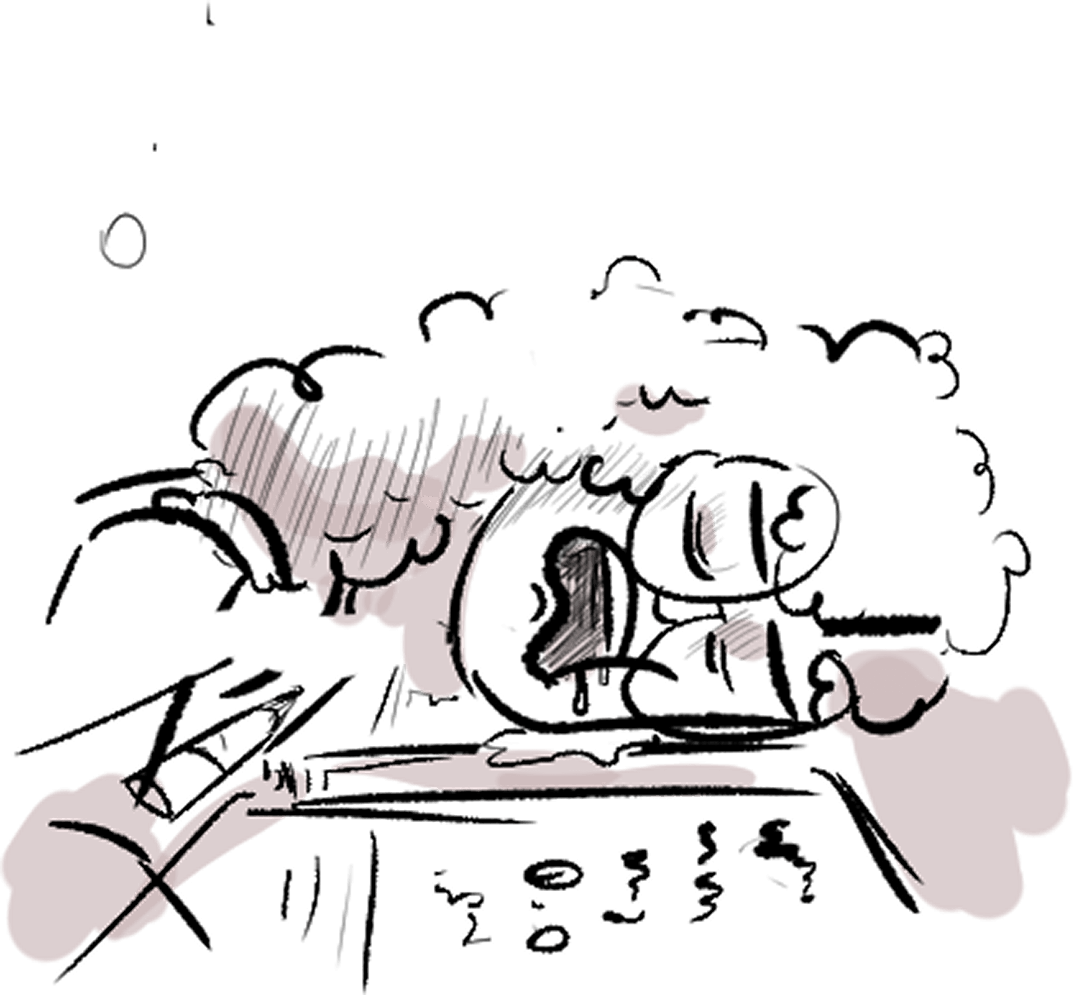 Ilustração de estudante entediado